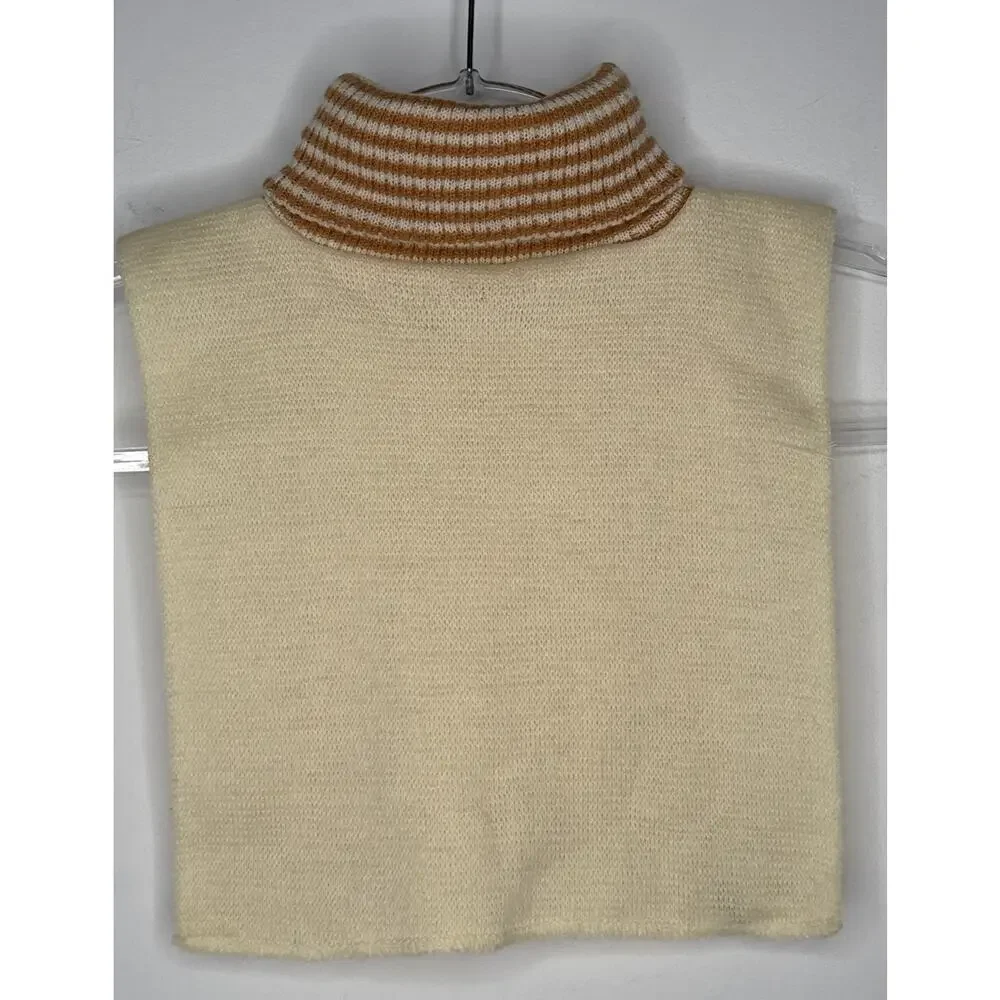 Vintage 1970s Cream & Camel Turtleneck Dickey Faux Sweater Insert
